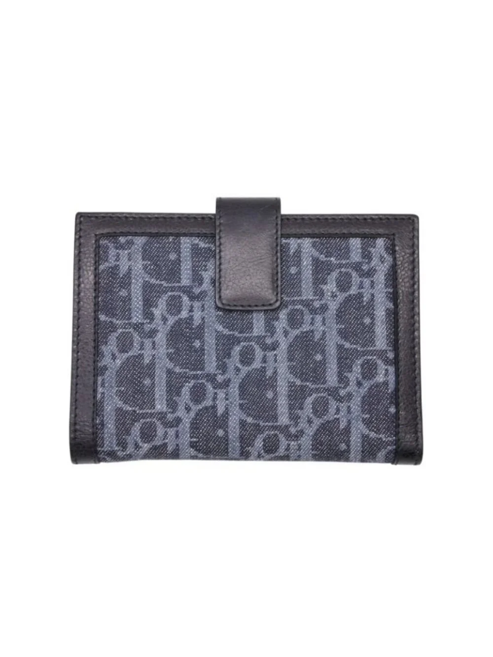 Dior Bifold Wallet Compact Trotter Line Navy Black Orange